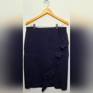 4/$24 Express Midi Skirt Size Large Navy Pinstripe